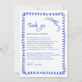 Hand Drawn French Blue Wedding Photo Bedankkaart (Achterkant)