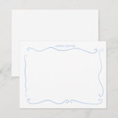 Hand Drawn French Blue Whimsical Personalized Notitiekaartje (Voorkant / Achterkant)