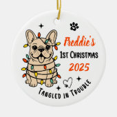 Hand Drawn French Bulldog Ceramic Christmas Keramisch Ornament (Voorkant)