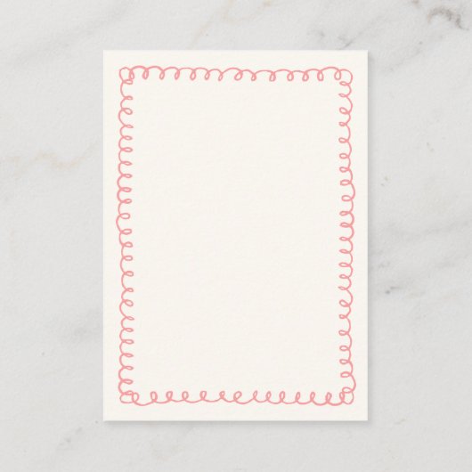 Hand Drawn French Pink and Green Wedding Bedankt Plaatskaartje (Achterkant)