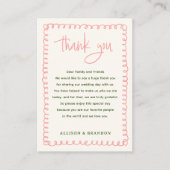 Hand Drawn French Pink and Green Wedding Bedankt Plaatskaartje (Voorkant)