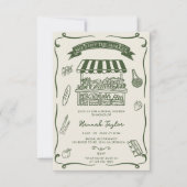 Hand Drawn Fresh Off the Market Bridal Shower Kaart (Voorkant)