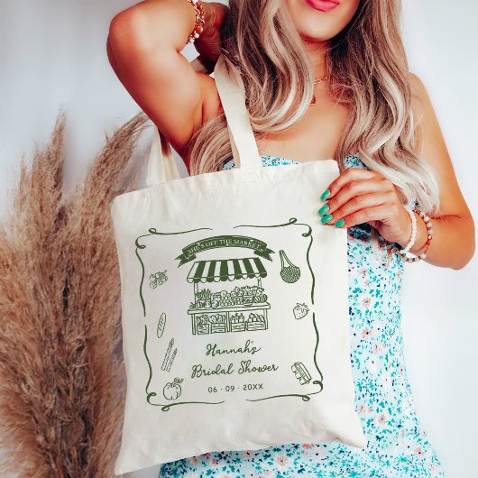 Hand Drawn Fresh Off the Market Bridal Shower Tote Bag