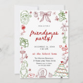 Hand Drawn Friendsmas Christmas  Invitation Kaart (Voorkant)