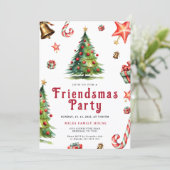Hand Drawn Friendsmas Party Invitation Kaart (Staand voorkant)