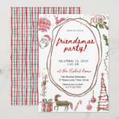 Hand drawn Friendsmas Whimsical Doodle Christmas  Kaart (Voorkant / Achterkant)