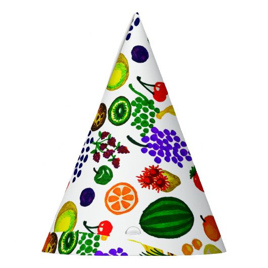 Hand Drawn Fruit Medley Pattern Feesthoedjes (Links)