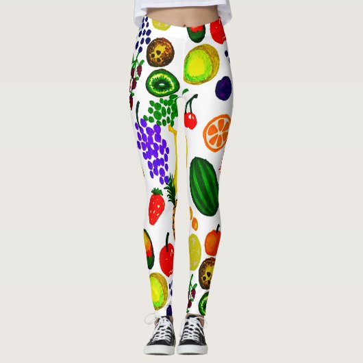 Hand Drawn Fruit Medley Pattern Leggings (Voorkant)