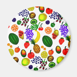 Hand Drawn Fruit Medley Pattern Magneet