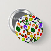 Hand Drawn Fruit Medley Pattern Ronde Button 5,7 Cm (Voorkant /achterkant)