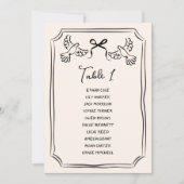 Hand drawn Funky Doodle Wedding Table Seating Kaart (Voorkant)