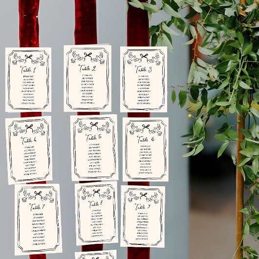 Hand drawn Funky Doodle Wedding Table Seating Kaart