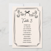 Hand drawn Funky Doodle Wedding Table Seating Kaart (Voorkant)