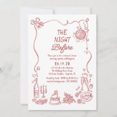 Hand Drawn Funky Retro Whimsical Rehearsal Dinner Kaart (Voorkant)