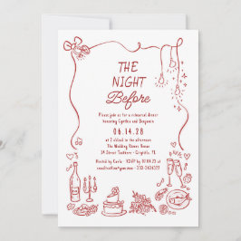 Hand Drawn Funky Whimsical Rehearsal Dinner Kaart