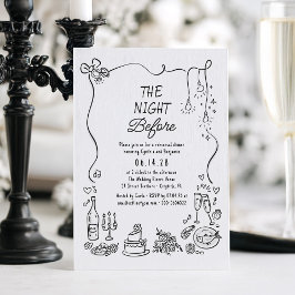 Hand Drawn Funky Whimsical Rehearsal Dinner Kaart