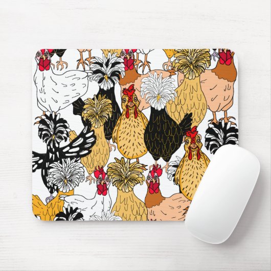 Hand Drawn Funny Cartoon Chicken Art Muismat (Met muis)