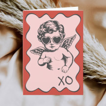 Hand Drawn Funny Romantic Cupid XO Valentines Day