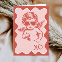 Hand Drawn Funny Romantic Cupid XO Valentines Day