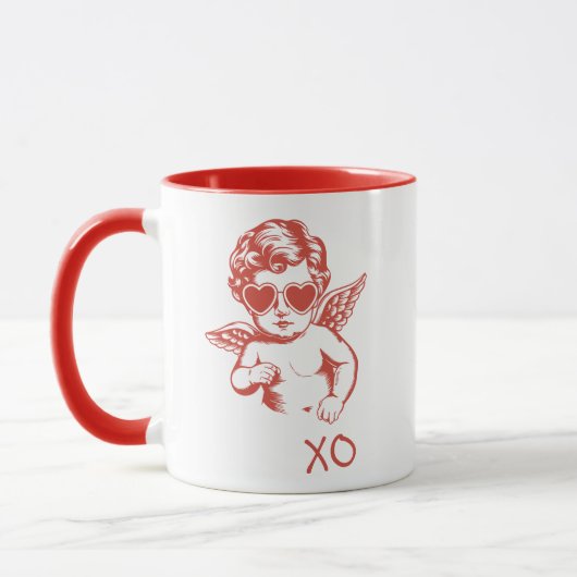 Hand Drawn Funny Romantic Cupid XO Valentines Day Mok (Links)