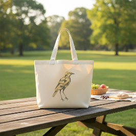Hand-Drawn Geometric Bird Tote Grote Tote Bag
