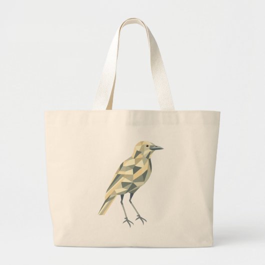 Hand-Drawn Geometric Bird Tote Grote Tote Bag (Voorkant)