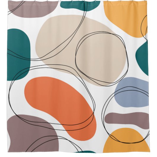 Hand drawn geometric seamless modern abstract mult douchegordijn (Voorkant)