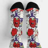 Hand drawn Ghost cartoon Modern artwork white red Sokken (Top)