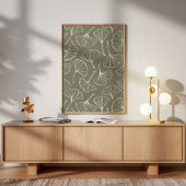 Hand Drawn Ginkgo Japanese Green Japandi Botanical Poster