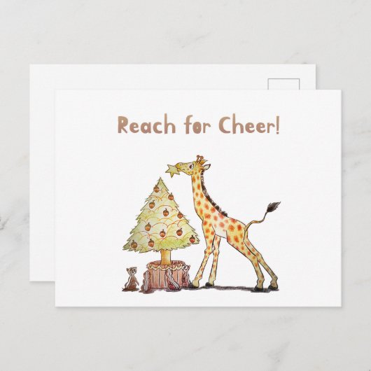 Hand-Drawn Giraffe Christmas Tree Art Briefkaart (Voorkant / Achterkant)