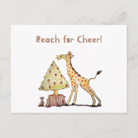 Hand-Drawn Giraffe Christmas Tree Art Briefkaart (Voorkant)