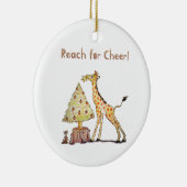Hand-Drawn Giraffe Christmas Tree Art Keramisch Ornament (Rechts)