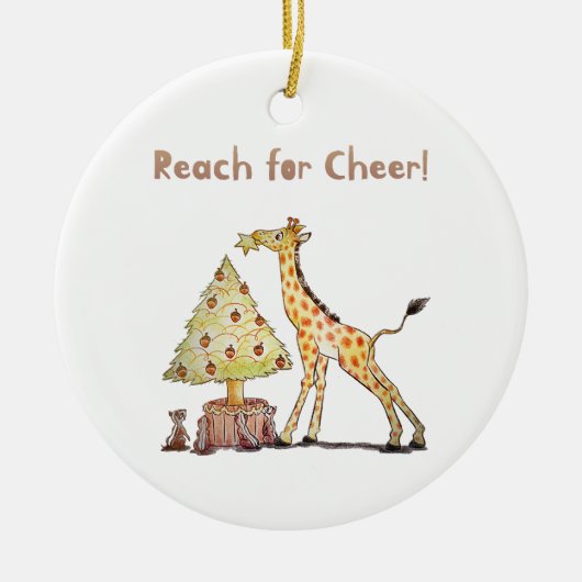 Hand-Drawn Giraffe Christmas Tree Art Keramisch Ornament (Voorkant)