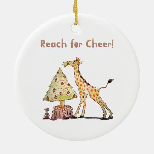 Hand-Drawn Giraffe Christmas Tree Art Keramisch Ornament (Achterkant)