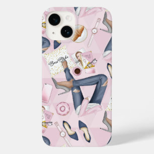 Hand Drawn Girl Boss Case-Mate iPhone 14 Hoesje