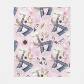 Hand Drawn Girl Boss Fleece Deken (Voorkant)