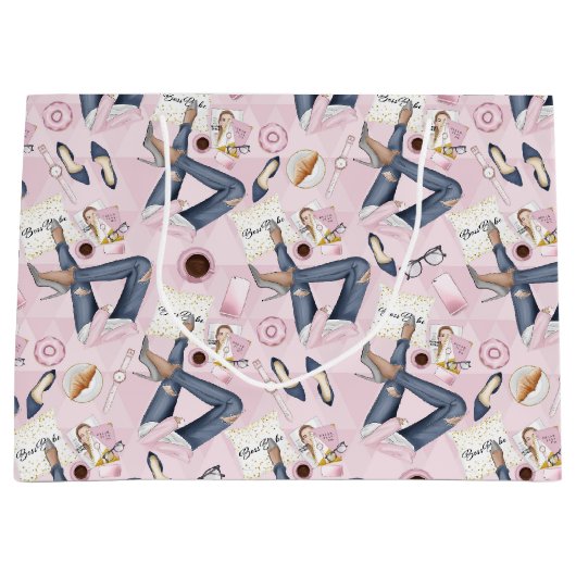 Hand Drawn Girl Boss Groot Cadeauzakje (Voorkant)