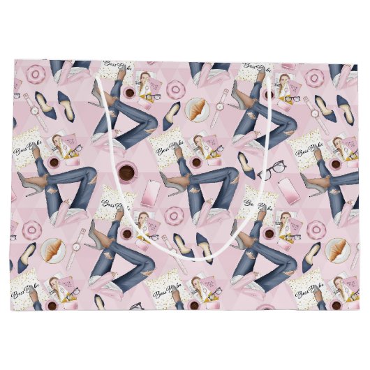 Hand Drawn Girl Boss Groot Cadeauzakje (Achterkant)