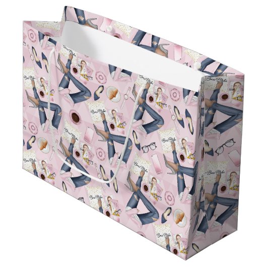 Hand Drawn Girl Boss Groot Cadeauzakje (Voorkant Gekanteld)