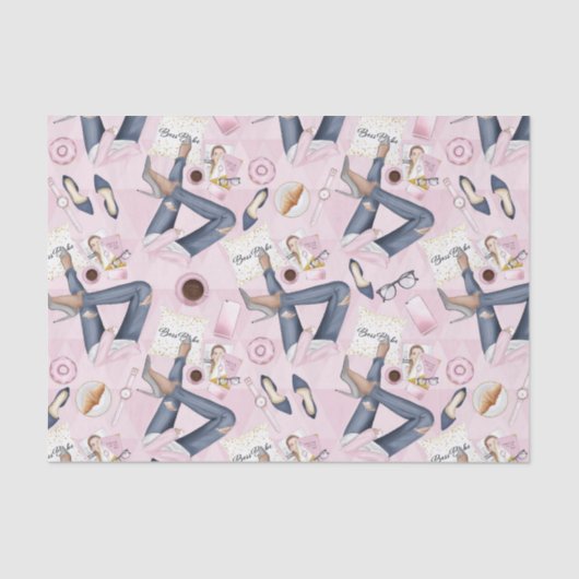 Hand Drawn Girl Boss Tissuepapier (Voorkant)