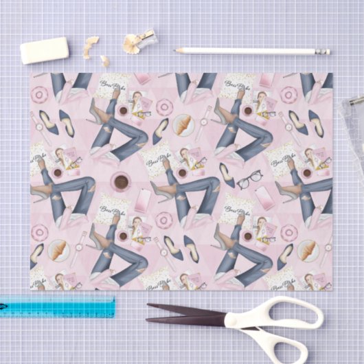 Hand Drawn Girl Boss Tissuepapier (Craft)