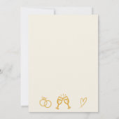 Hand Drawn Gold Any Year Wedding Anniversary Party Kaart (Achterkant)
