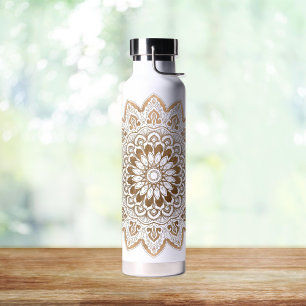 Hand Drawn Gold Mandala Waterfles