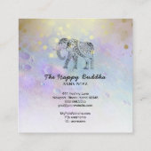 *~* Hand Drawn Gold Yoga Elephant Pattern Buddha Vierkante Visitekaartje (Achterkant)