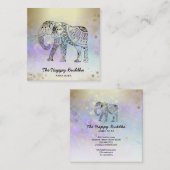 *~* Hand Drawn Gold Yoga Elephant Pattern Buddha Vierkante Visitekaartje (Voorkant / Achterkant)