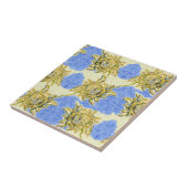 Hand Drawn Golden Flowers met blauwe achtergrond Tegeltje (Zijkant)