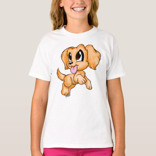 Hand Drawn Golden Retriever Girls T-shirt voor kin (Voorkant)