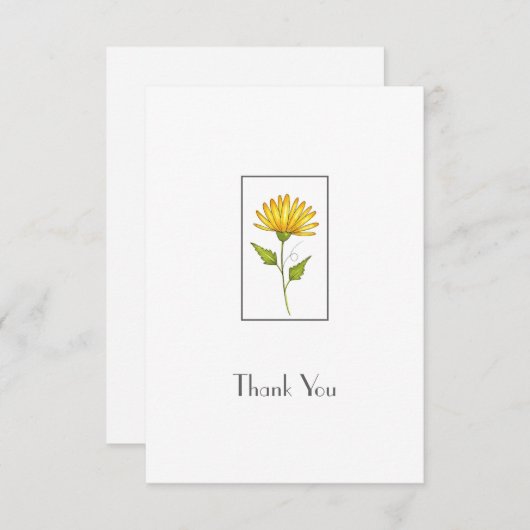 Hand Drawn Golden Yellow Daisy Bedankkaart (Voorkant / Achterkant)