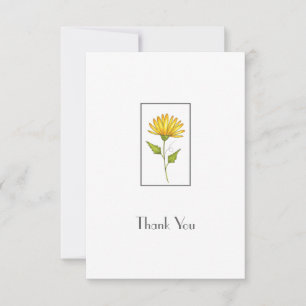 Hand Drawn Golden Yellow Daisy Bedankkaart