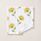 Hand Drawn Golden Yellow Daisy Pattern Bad Handdoek (Wasdoekje)